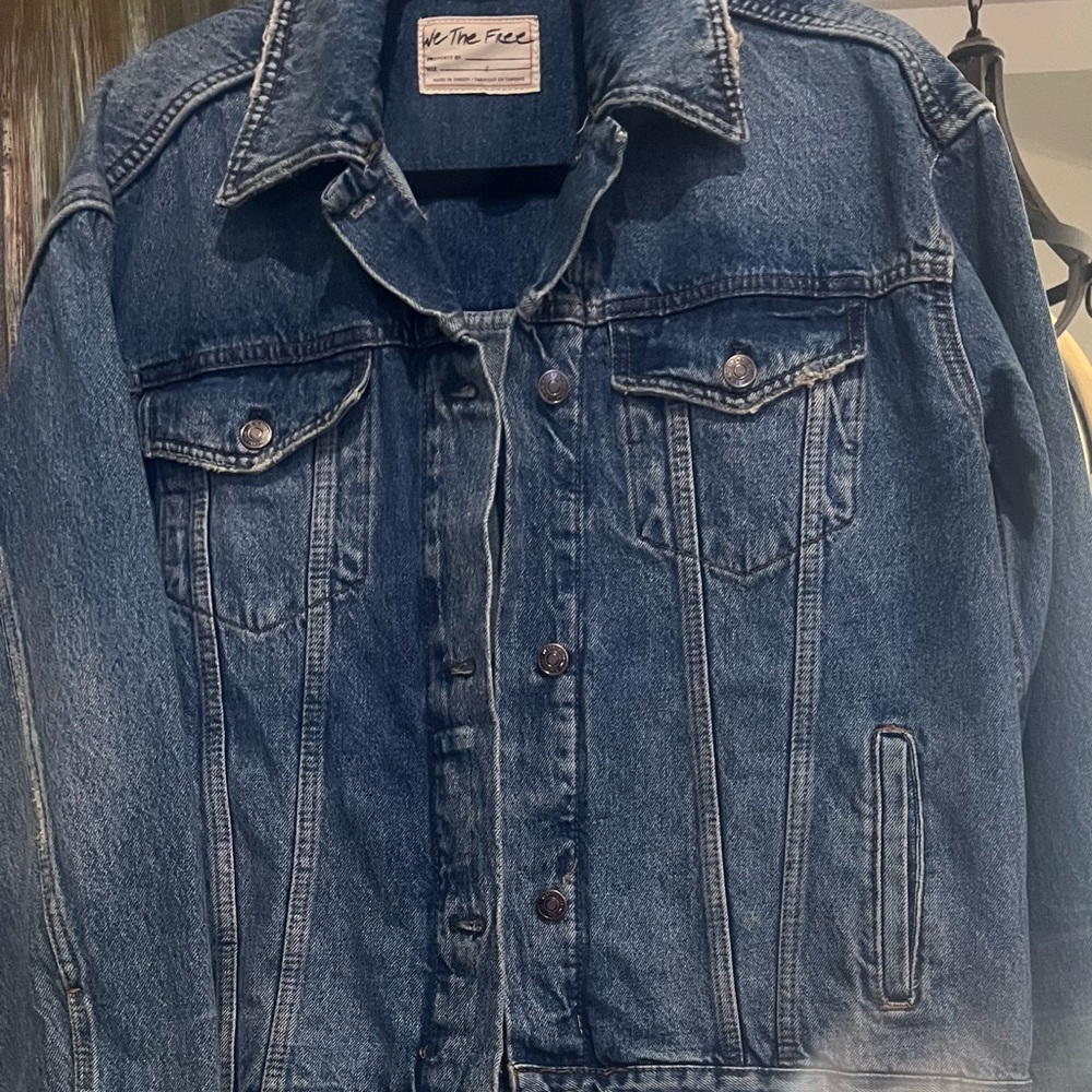 We The Free Blue Denim Jacket with Script Label